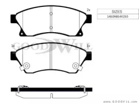 Дисковой тормозной механизм GOODWILL для CHEVROLET CRUZE Station Wagon (J308) 1.4