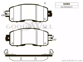 Тормозные колодки GOODWILL для NISSAN TEANA III (J33, L33) 2.5 (L33L, L33R, L33T)