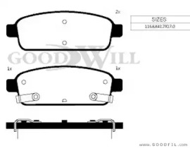 Дисковой тормозной механизм GOODWILL для CHEVROLET CRUZE Station Wagon (J308) 1.4