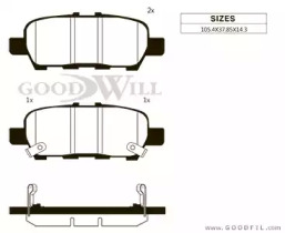 Тормозные колодки GOODWILL для NISSAN TEANA III (J33, L33) 2.5 (L33L, L33R, L33T)