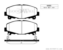 Тормозные колодки GOODWILL для HONDA ACCORD VIII универсал (CW) 2.2 i-DTEC (CW3)