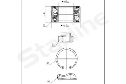 Подшипник ступицы колеса STARLINE для PEUGEOT 205 I (741A/C) 1.7 Diesel