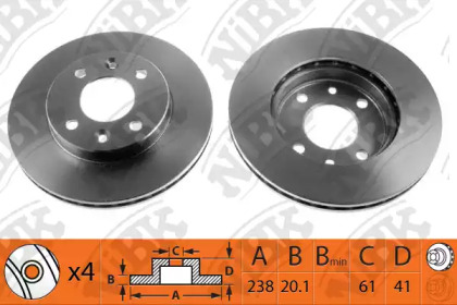 Тормозной диск NiBK для NISSAN KUBISTAR (X76) 1.5 dCi