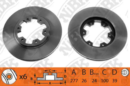 Тормозной диск NiBK для NISSAN TERRANO I (WD21) 2.4 i 4WD
