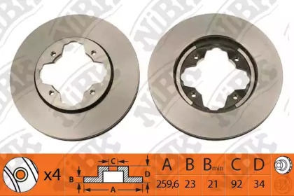 Дисковой тормозной механизм NiBK для HONDA ACCORD IV (CB) 2.2 i 16V (CB7)