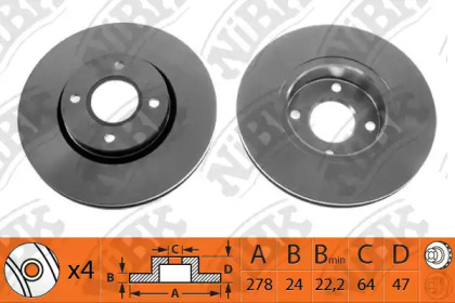 Тормозной диск NiBK для FORD SCORPIO II Turnier (GNR, GGR) 2.9 i 24V