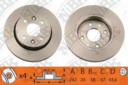 Дисковой тормозной механизм NiBK для KIA SHUMA (FB) 1.8 i 16V