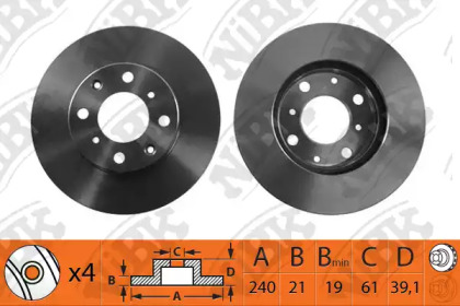 Дисковой тормозной механизм NiBK для HONDA JAZZ II (GD_, GE3, GE2) 1.2 i-DSI (GD5, GE2)