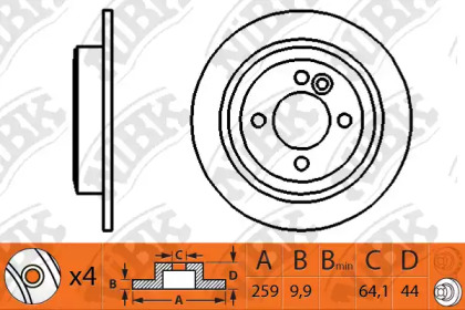 Дисковой тормозной механизм NiBK для MINI MINI Кабриолет (R52) Cooper