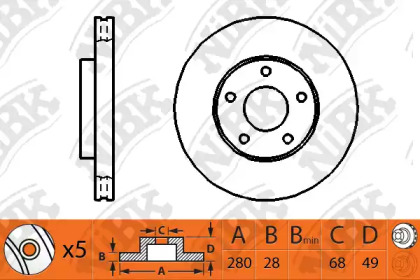 Тормозной диск NiBK для NISSAN MAXIMA / MAXIMA QX V (A33) 2.5 V6 24V