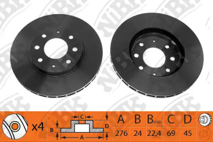 Тормозной диск NiBK для MITSUBISHI GALANT V седан (E5_A, E7_A, E8_A) 2.5 V6-24 4WD (E88A)