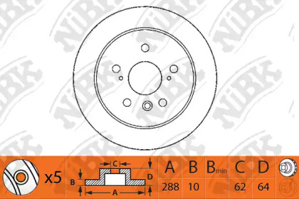 Дисковой тормозной механизм NiBK для LEXUS ES (VCV10_, VZV21_) 300 (MCV10_, VCV10_)