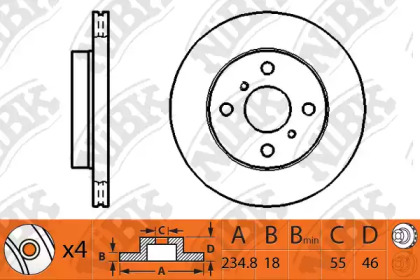 Тормозной диск NiBK для MAZDA 323 P V (BA) 1.3 16V