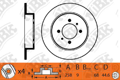 Тормозной диск NiBK для NISSAN SUNNY III Liftback (N14) 2.0 i 16V