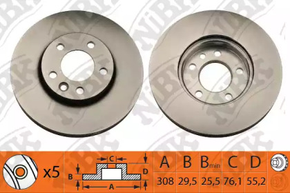 Дисковой тормозной механизм NiBK для VW MULTIVAN V (7HM, 7HN, 7HF, 7EF, 7EM, 7EN) 1.9 TDI