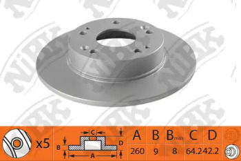 Тормозной диск NiBK для HONDA CIVIC IX (FK) 1.4 i-VTEC (FK1)