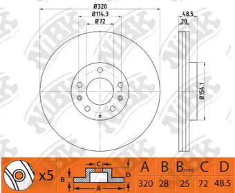 Тормозной диск NiBK для MAZDA CX-9 (TB) 3.7 AWD