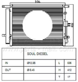 Конденсатор PARTS-MALL для KIA SOUL (AM) 1.6 CRDi 115