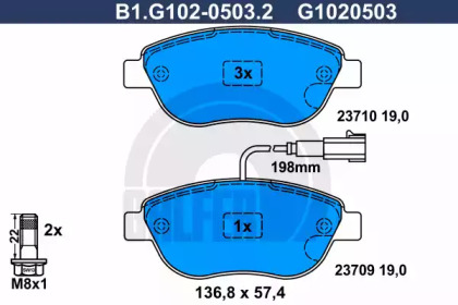 Тормозные колодки GALFER для FIAT STILO Multi Wagon (192_) 1.9 JTD