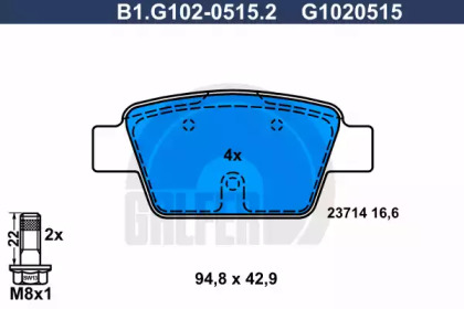 Тормозные колодки GALFER для FIAT STILO Multi Wagon (192_) 1.9 JTD