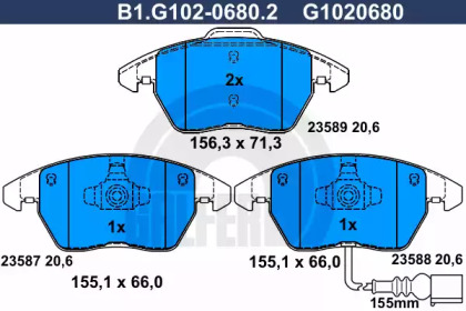 Тормозные колодки GALFER для VW POLO (6R, 6C) 1.4 BiFuel