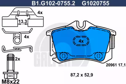 Тормозные колодки GALFER для VW POLO (6R, 6C) 1.4 BiFuel
