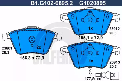 Тормозные колодки GALFER для VW GOLF VI (5K1) 1.6