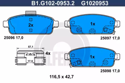 Дисковой тормозной механизм GALFER для CHEVROLET CRUZE Station Wagon (J308) 1.4