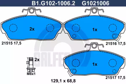 Тормозные колодки GALFER для HONDA CIVIC VII купе (EM2) 1.6 i