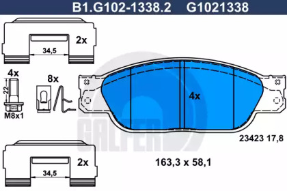 Тормозные колодки GALFER для JAGUAR S-TYPE (X200) 2.5 V6