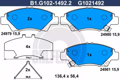 Тормозные колодки GALFER для HONDA INSIGHT (ZE_) 1.3 Hybrid (ZE28, ZE2)