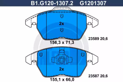 Тормозные колодки GALFER для VW POLO (6R, 6C) 1.4 BiFuel