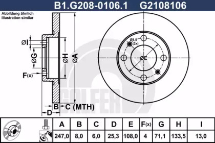 Дисковой тормозной механизм GALFER для PEUGEOT 306 Кабриолет (7D, N3, N5) 1.8 16V