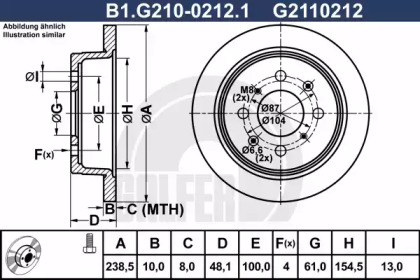 Тормозной диск GALFER для HONDA CIVIC VI Fastback (MA, MB) 1.5 i Vtec-E (MA9)