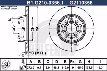 Тормозной диск GALFER для VW CADDY IV Variant (SAB, SAJ) 2.0 TDI 4motion