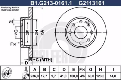 Тормозной диск GALFER для OPEL KADETT E Кабриолет (43B_) 1.6 i