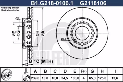 Тормозной диск GALFER для VW POLO (6N1) 64 1.9 D