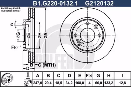 Тормозной диск GALFER для PEUGEOT 205 I (741A/C) 1.9 GTI