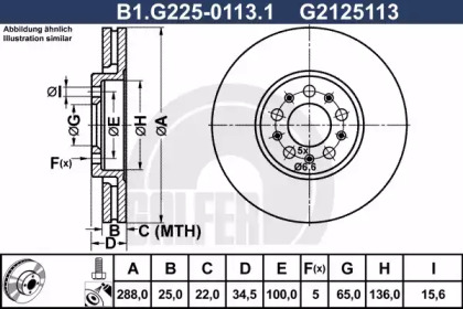Тормозной диск GALFER для VW POLO (6R, 6C) 1.2 TSI
