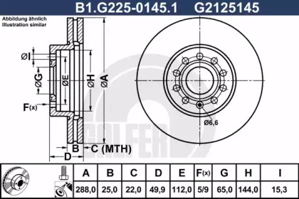 Тормозной диск GALFER для VW CADDY IV Variant (SAB, SAJ) 2.0 TDI 4motion
