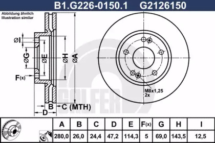 Тормозной диск GALFER для KIA CEE'D Хэтчбек (ED) 1.6