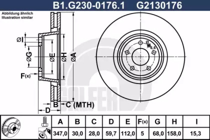 Тормозной диск GALFER для AUDI A6 (4F2, C6) 2.8 FSI