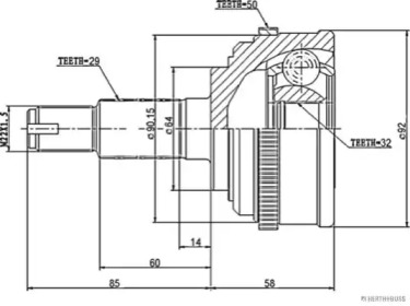 Привод колеса JAKOPARTS для HONDA PRELUDE V (BB_) 2.2 16V (BB6, BB8)