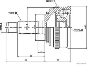 Привод колеса JAKOPARTS для HONDA PRELUDE IV (BB_) 2.0 i 16V (BB3)