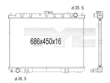 Водяной / масляный радиатор TYC для NISSAN X-TRAIL (T30) 2.2 dCi
