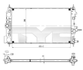 Водяной / масляный радиатор TYC для CHEVROLET CRUZE Station Wagon (J308) 1.7 TD