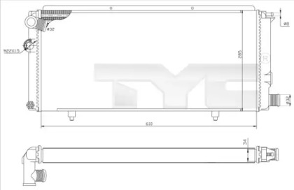 Водяной / масляный радиатор TYC для PEUGEOT 205 I (741A/C) 1.7 Diesel