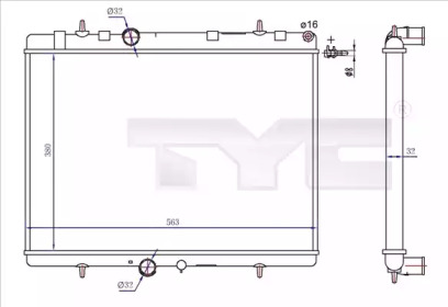 Водяной / масляный радиатор TYC для VW MULTIVAN V (7HM, 7HN, 7HF, 7EF, 7EM, 7EN) 2.0 BiTDI
