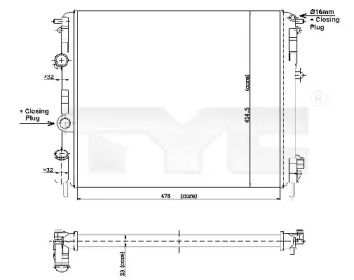 Водяной / масляный радиатор TYC для NISSAN KUBISTAR (X76) 1.2 16V