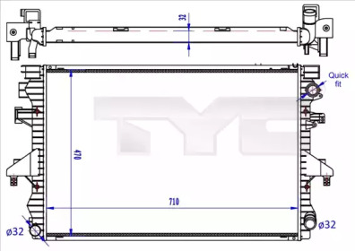 Водяной / масляный радиатор TYC для VW MULTIVAN V (7HM, 7HN, 7HF, 7EF, 7EM, 7EN) 2.5 TDI